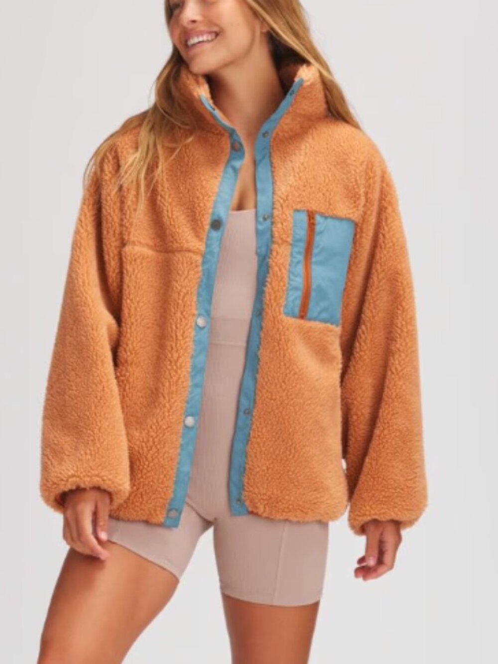 Basin and Range Orange Blue Sherpa Oversized Jacket